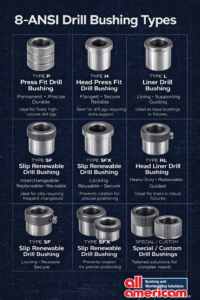Diagram showing jig bushing ID and OD tolerance zones per ANSI B94.33 standard